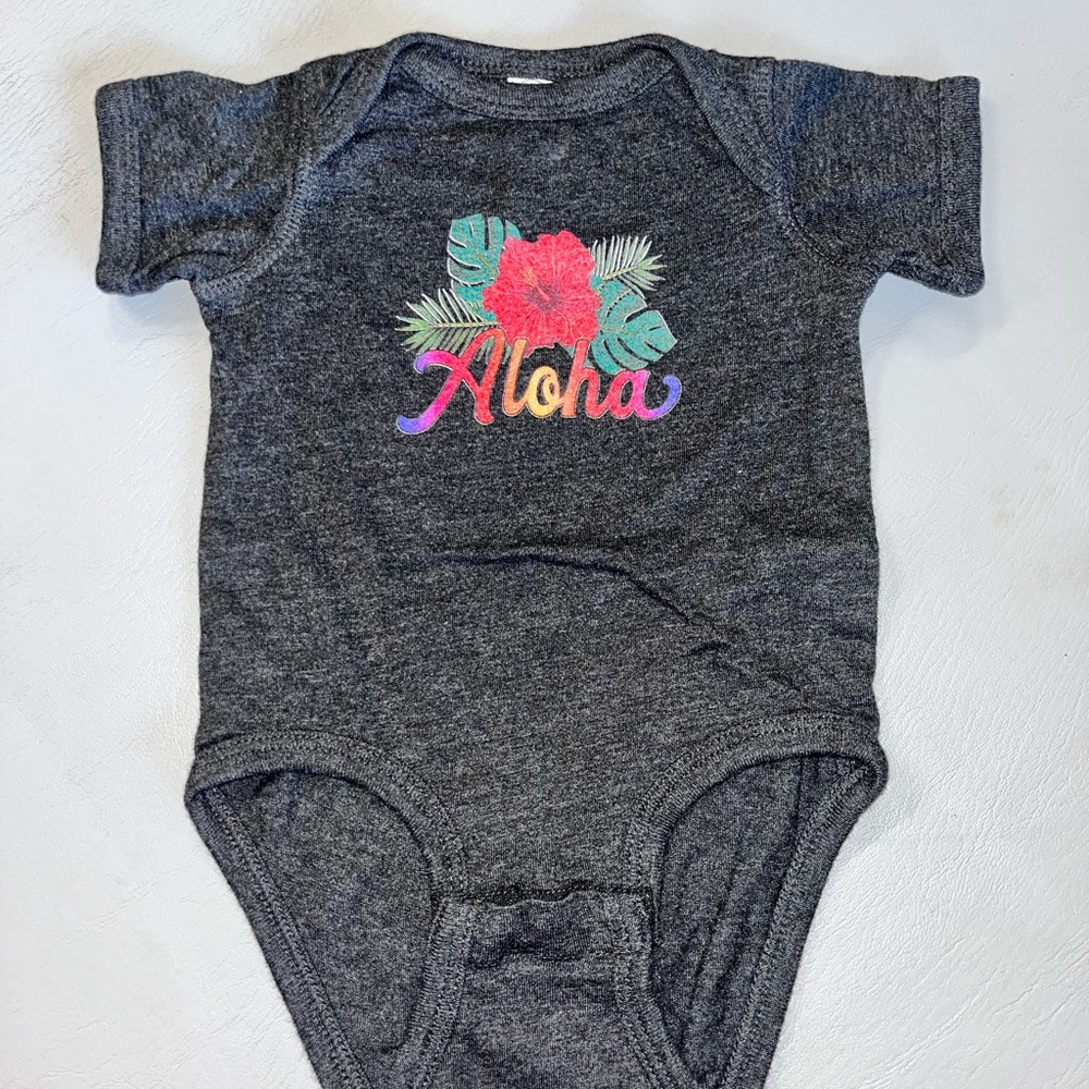 Rabbit Skins‎ Charcoal Gray Aloha Bodysuit